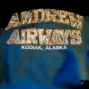 Andrew's Airways men's hooded pullover sweatshirt missing the drawstring  XL